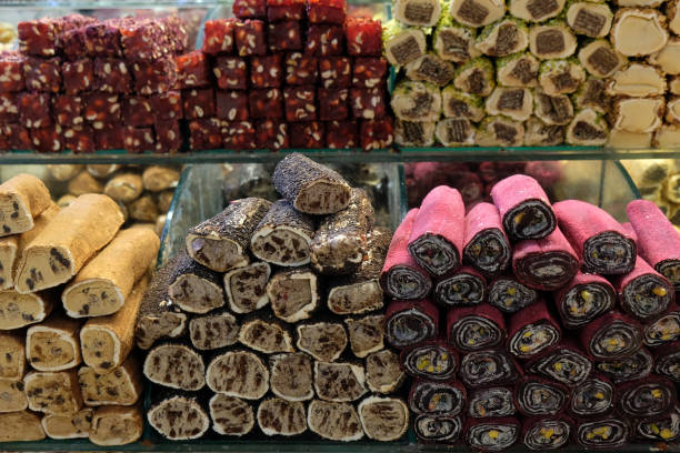 istock Turkish sweets lokum on the counter 1852657404