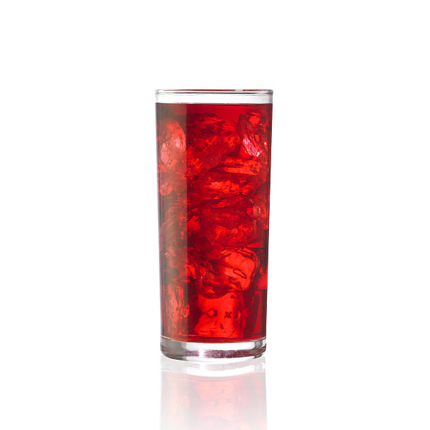 Cold Juice (Isolated on White) Tall glass of fruit juice full of ice red drink stock pictures, royalty-free photos & images