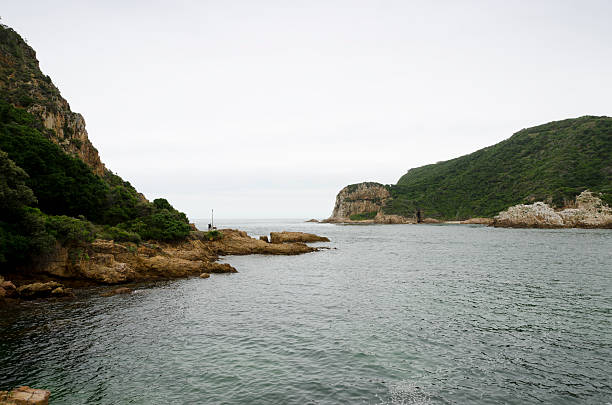 Knysna Heads in overcast "Famous the Heads in Knysna, South AfricaSee more Garden Route here" george south africa stock pictures, royalty-free photos & images