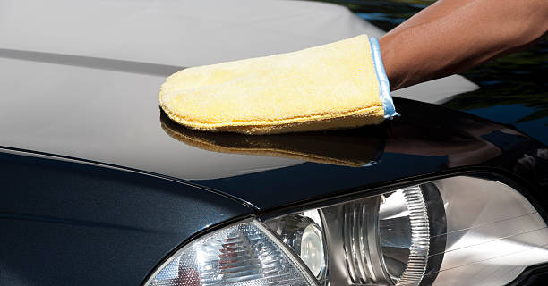 istock Man polishing his hood 185266991
