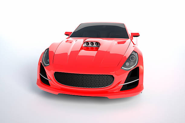 istock Red sport car on white background 185267096