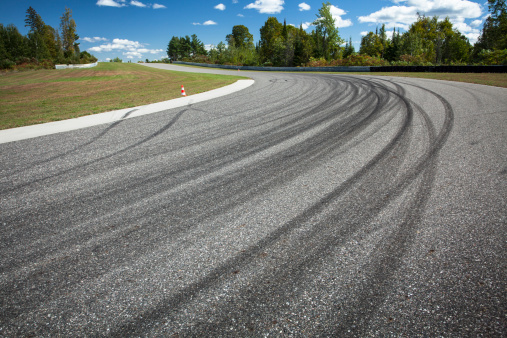 Speeding tire tracks on the asphalt