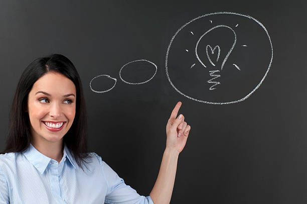 istock Happy young Woman Thinking a big idea 185267844