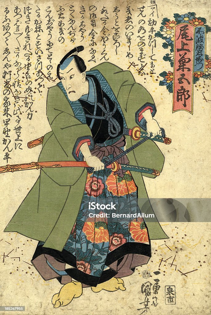 Traditionelle japanische Holzschnitt Kuniyoshi-Aufdruck der Schauspieler - Lizenzfrei Samurai Stock-Illustration