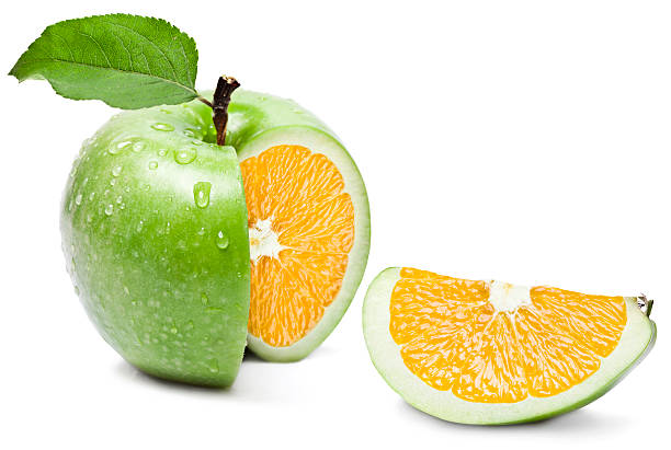 Apple Orange Apple Orange genetic modification stock pictures, royalty-free photos & images