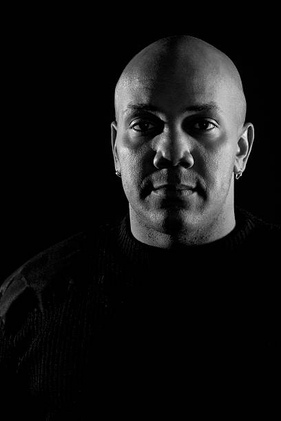 istock Black and white portrait of mixed race man 185268583