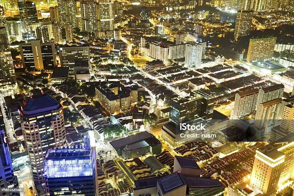 Singapur – Luftaufnahme - Lizenzfrei Abenddämmerung Stock-Foto