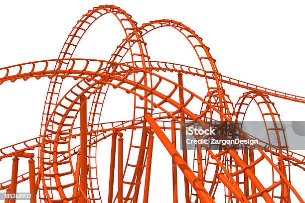 Rollercoaster Track - zdjęcia stockowe i więcej obrazów Rollercoaster - Rollercoaster, Neutralne tło, Tor kolejowy