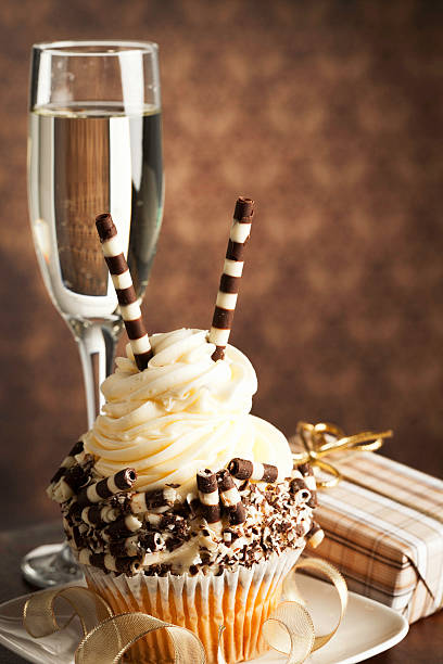 istock Gourmet Cupcake, Gift and Champagne For Special Celebration 185269202