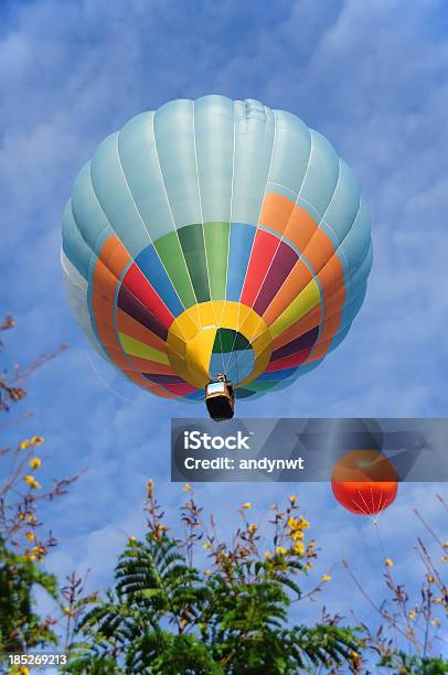 Hot Air Balloon Up In The Sky Stock Photo - Download Image Now - Adventure, Aerospace Industry, Competition