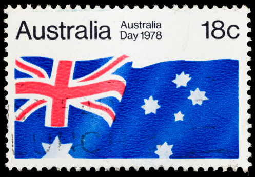 A 1978 Australia stamp with an image of the Australian flag.