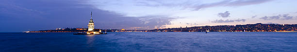 Maiden's Tower and Istanbul panorama stock photo