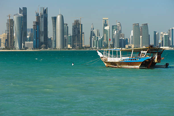 istock Dhows in the harbor of Doha, Qatar on clear day 185270032