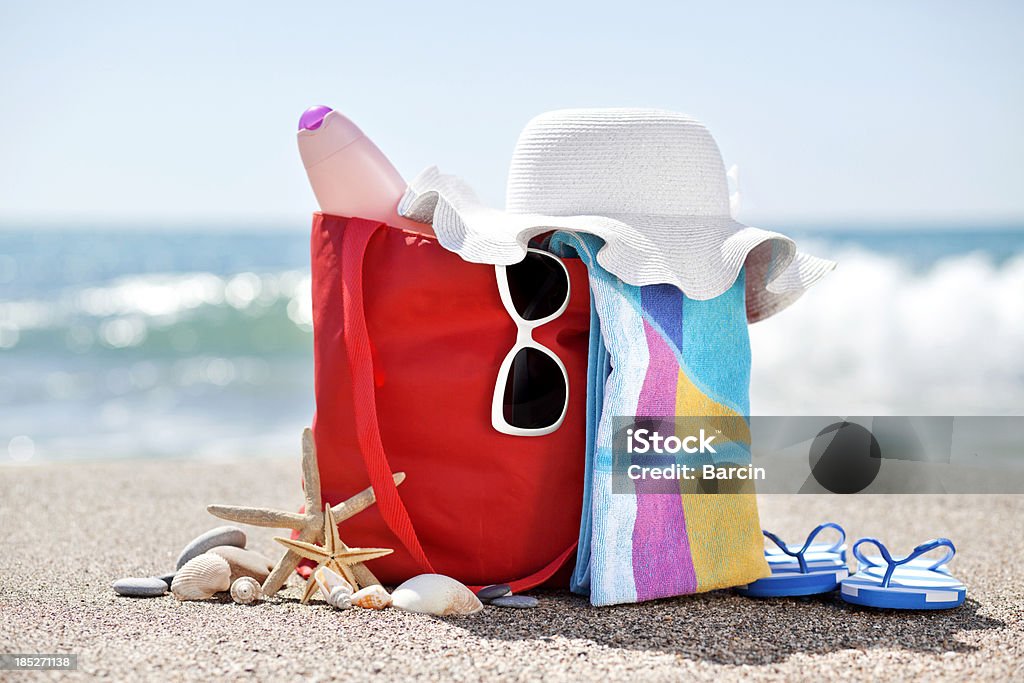 Urlaub-Konzept - Lizenzfrei Strandtasche Stock-Foto