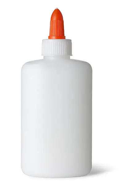 This is a photo of white craft glue isolated on a white background with a drop shadow.Click on the links below to view lightboxes.
