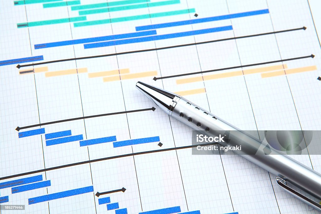 Plan de projet avec stylo - Photo de Affaires libre de droits