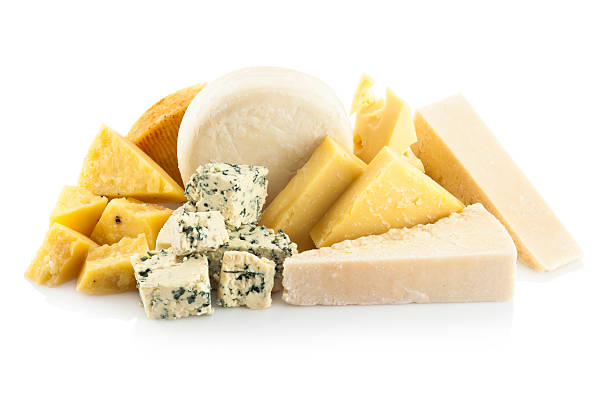 Cheese Cheese Assortment on White Background.. roquefort cheese stock pictures, royalty-free photos & images