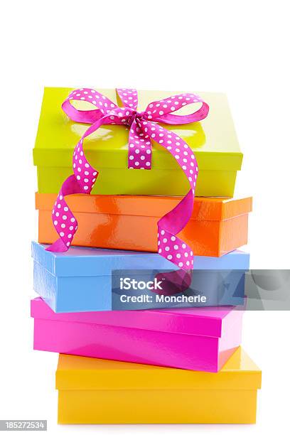 Gift Boxes On White Stock Photo - Download Image Now - Affectionate, Anniversary, Birthday