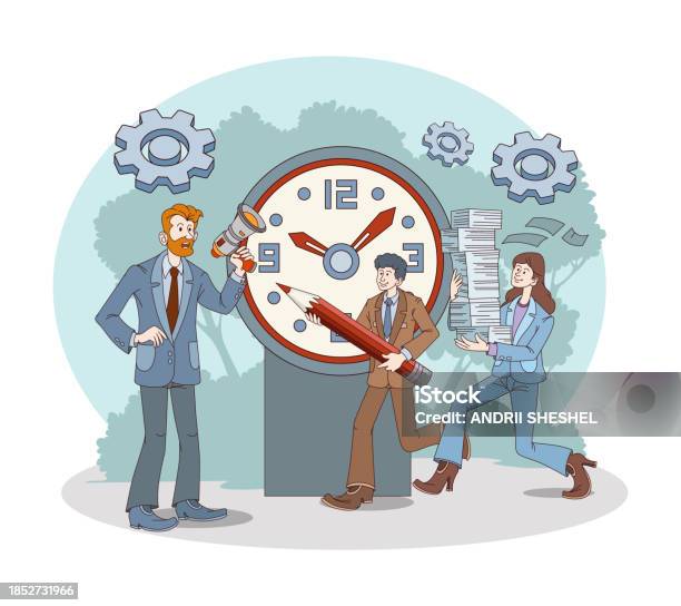 Time In Work Manager Controlling Work Time Time Organization And Management Concept ...
