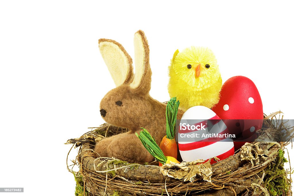 Ostern Hasen und Eier im nest - Lizenzfrei Festliches Ereignis Stock-Foto