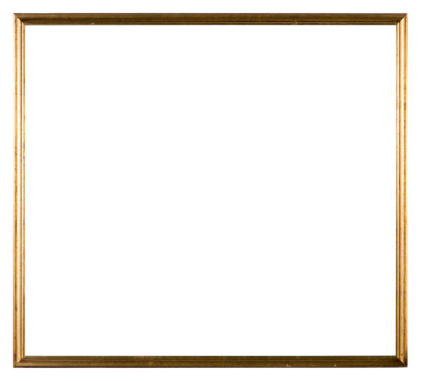 Empty picture frame Empty picture frame isolated on white, landscape format, distressed gilt finish metal molding stock pictures, royalty-free photos & images