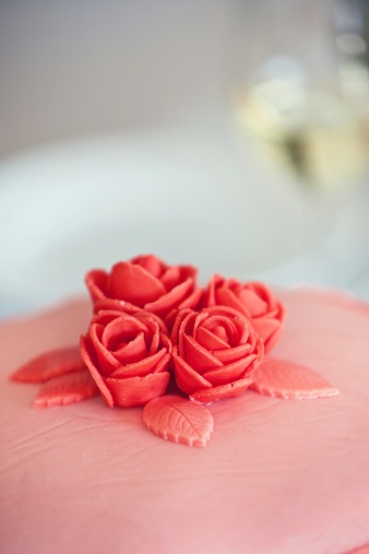 Sweet cake covered with fondant