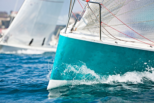 sailing competition in action, motion image, shallow DOF