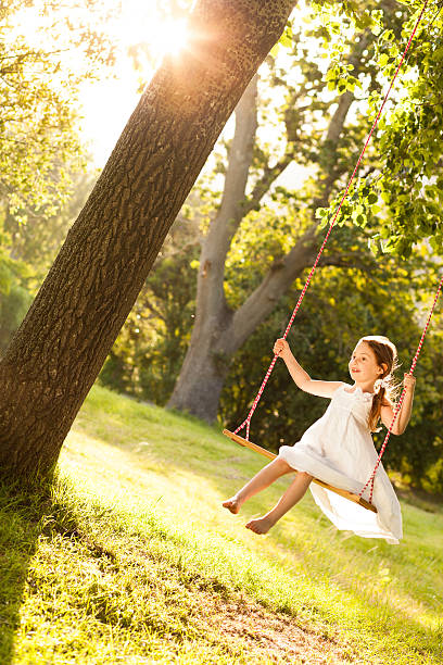 Girl Swinging In Park