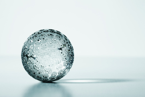 Close-up of a crystal golf ball.