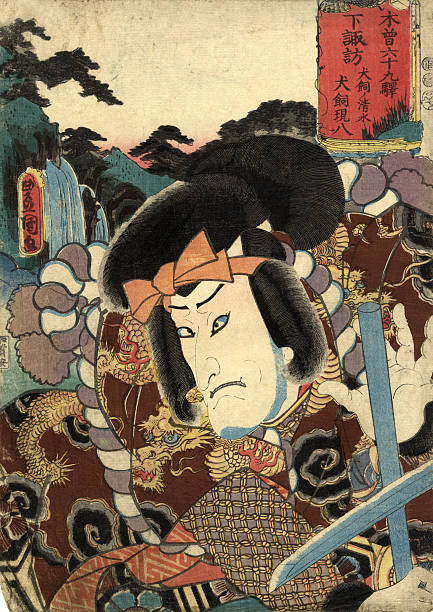 일본 전통 목판 인쇄 of actor - kabuki color image japan japanese culture stock illustrations