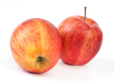 Apples isolated on white background. Multicolor and selective focus.