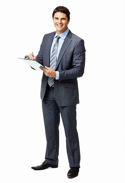istock Businessman Writing On a Clipboard - Isolated 185275987