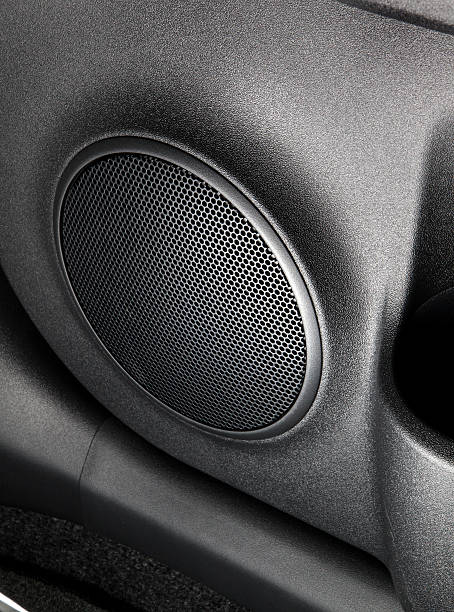 Car door stereo sound speaker Automobile music system close up detail car audio equipment stock pictures, royalty-free photos & images