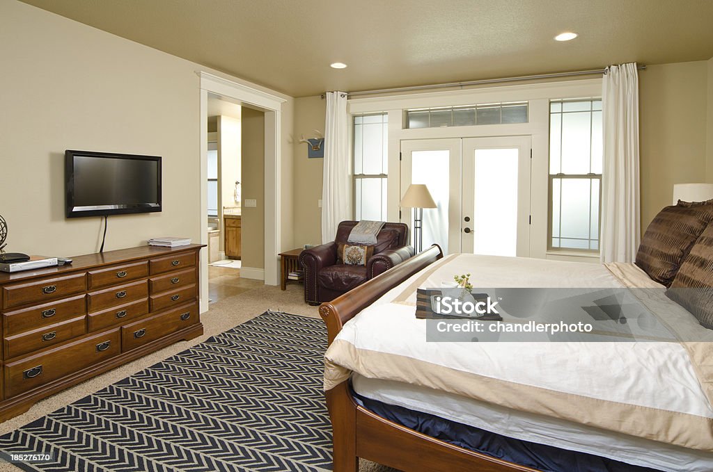 Modern master bedroom Modern master bedroom with nice furnishing. Architectural Feature Stock Photo