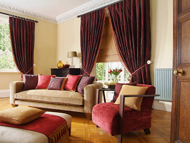 istock Three seater sofa and chair in living room 185277492