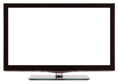 Large modern flat screen LCD TV. Includes separate clipping paths for both screen and tv outline.