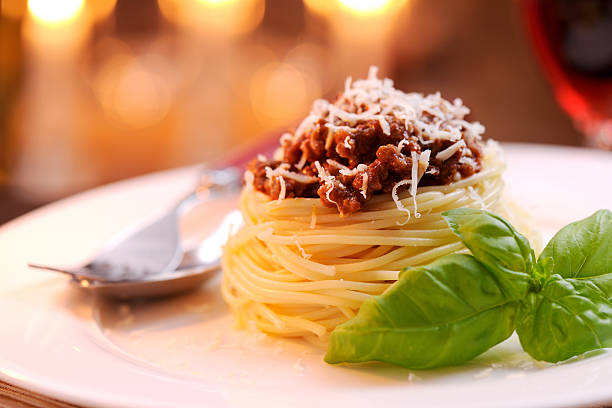 Spaghetti bolognese with parmesan cheese