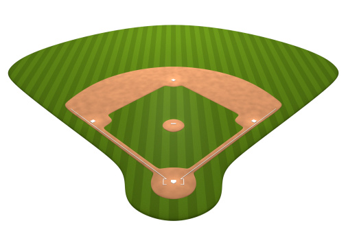 Baseball field isolated on white.Could be useful in a sports composition.This is a detailed 3d rendering.