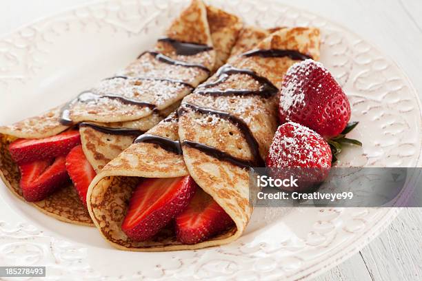 Strawberry Crepes Stock Photo - Download Image Now - Crêpe - Pancake, Strawberry, Breakfast