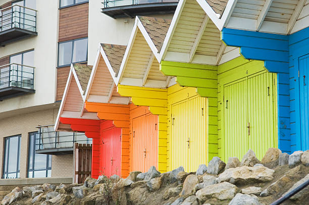 istock Colourful beach huts at Scarborough 185278552
