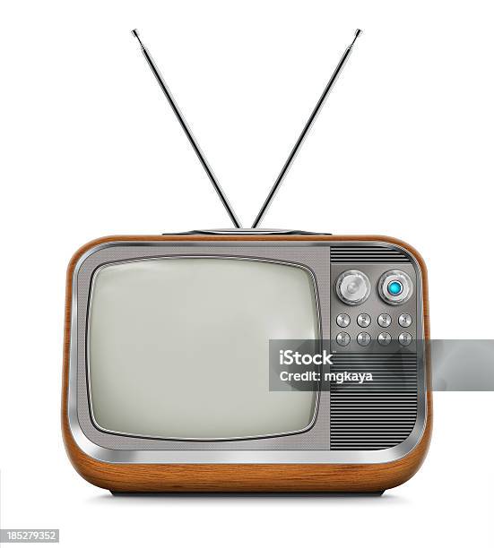 Wooden Television Blank Screen Stock Photo - Download Image Now - Television Set, Retro Style, Single Object