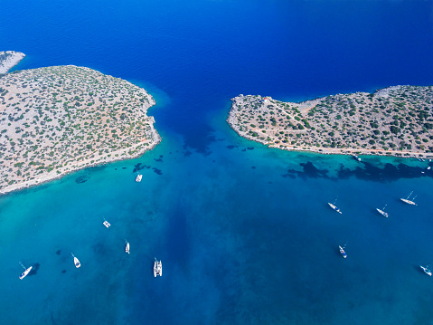 Aerial view of the protected anchorage.