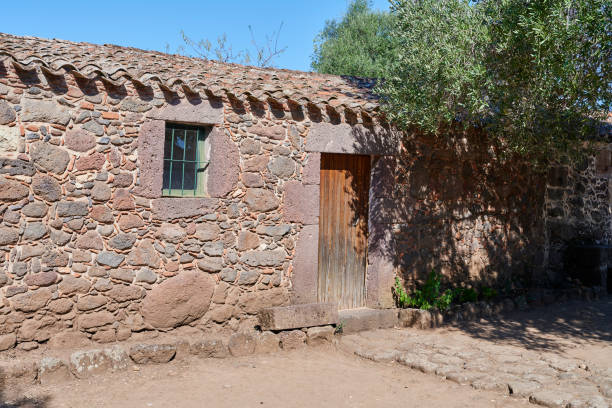 The Christian village of Santa Cristina, a 11th century complex of simple houses for the monks. Paulilatino. Province of Oristano. Sardinia. Italy.