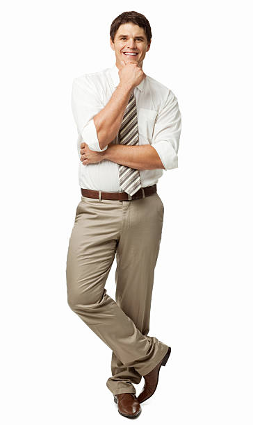 istock Businessman Standing With Hands On Chin - Isolated 185280407