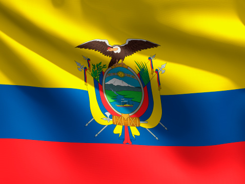 A close up view of the flag of Ecuador. Fabric texture visible at 100%.Check out the other images in this series here...