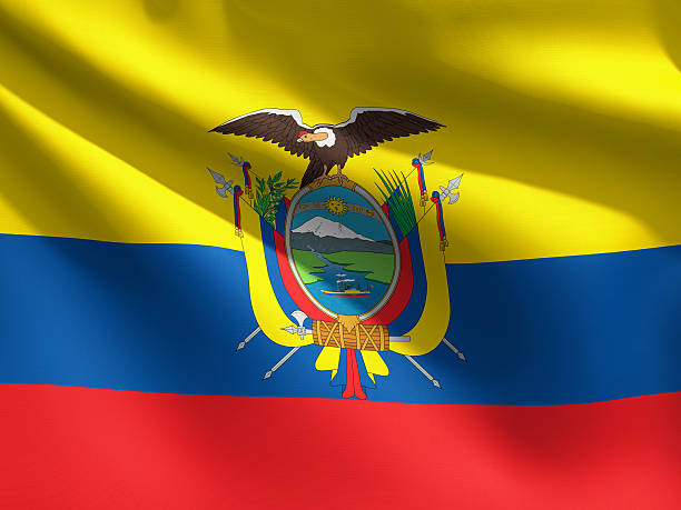 Close up Flag - Ecuador A close up view of the flag of Ecuador. Fabric texture visible at 100%.Check out the other images in this series here... ecuador photos stock pictures, royalty-free photos & images