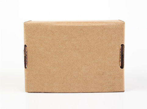 Cardboard box or brown carton on white background