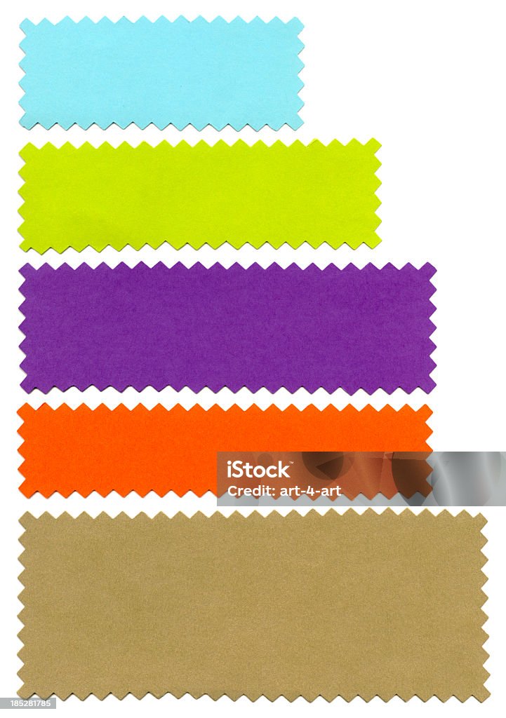 Blank stripes of colored paper Blank stripes of colored paper on white background. Cut Or Torn Paper Stock Photo