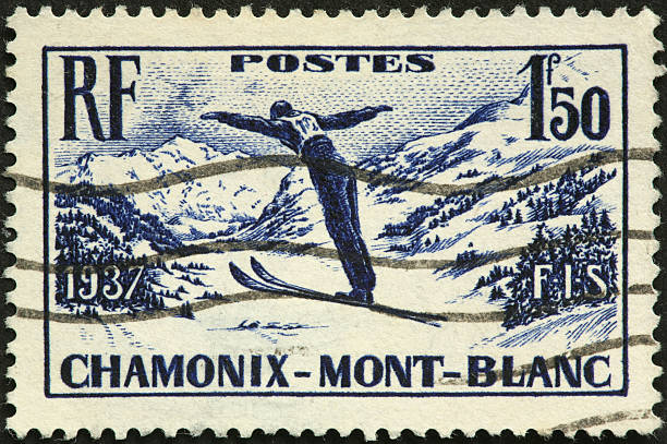 Chamonix-Mont Blanc vintage ski jumper stock photo