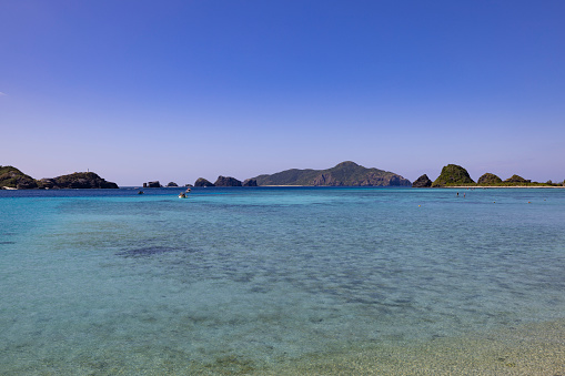 turquoise ocean water at zamami island, kerama islands, okinawa islands, japan.